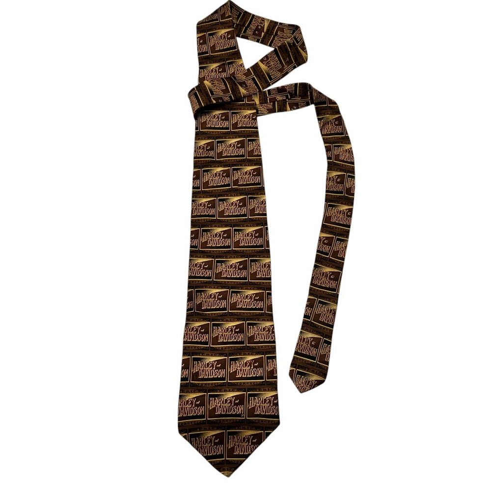 Harley-Davidson Men's Silk Tie, Vintage Logo Print
